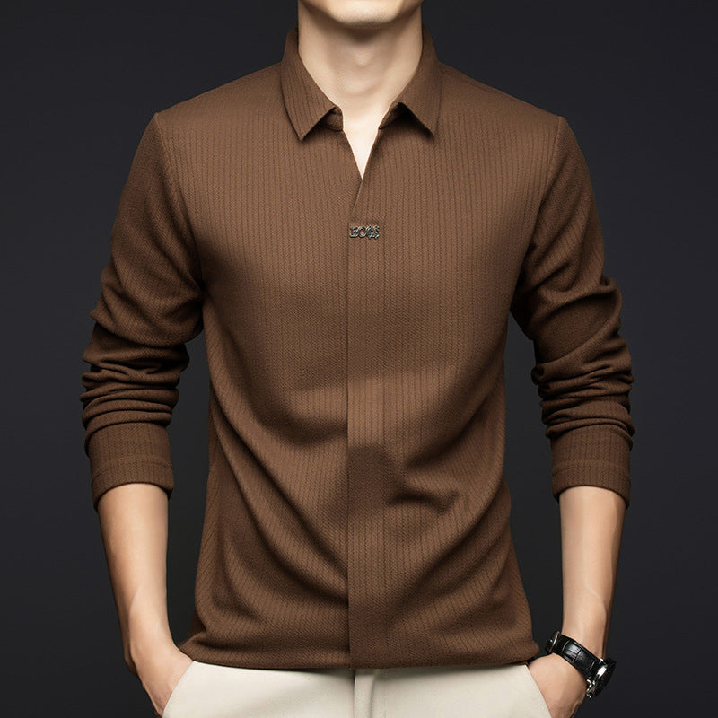 Men's Long - Sleeve Business Pullover Shirt