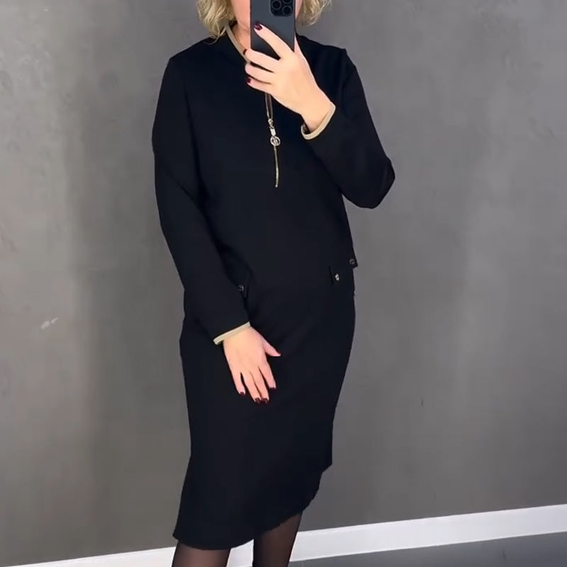 ❄️Winter-Specials❄️Women's Elegant Black Long-Sleeve Dress