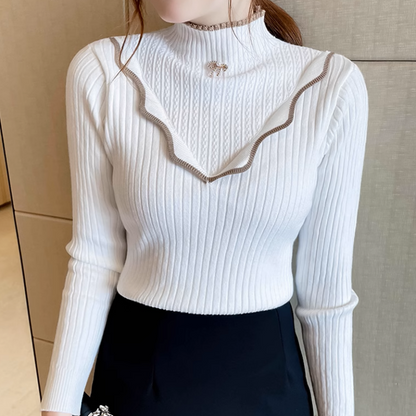 Women's Sweet Mock Neck Sweater for Fall & Winter Layering