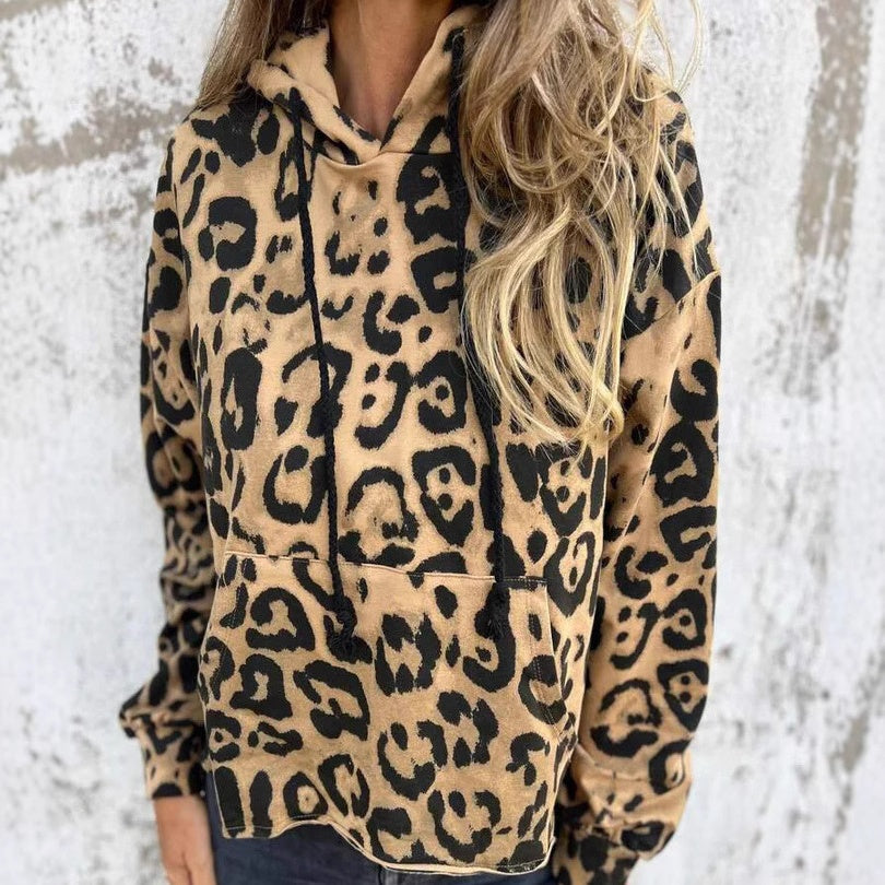 Leopard Print Hooded Sweatshirt