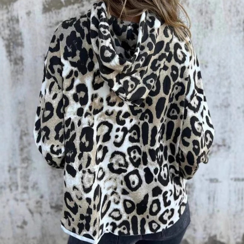 Leopard Print Hooded Sweatshirt