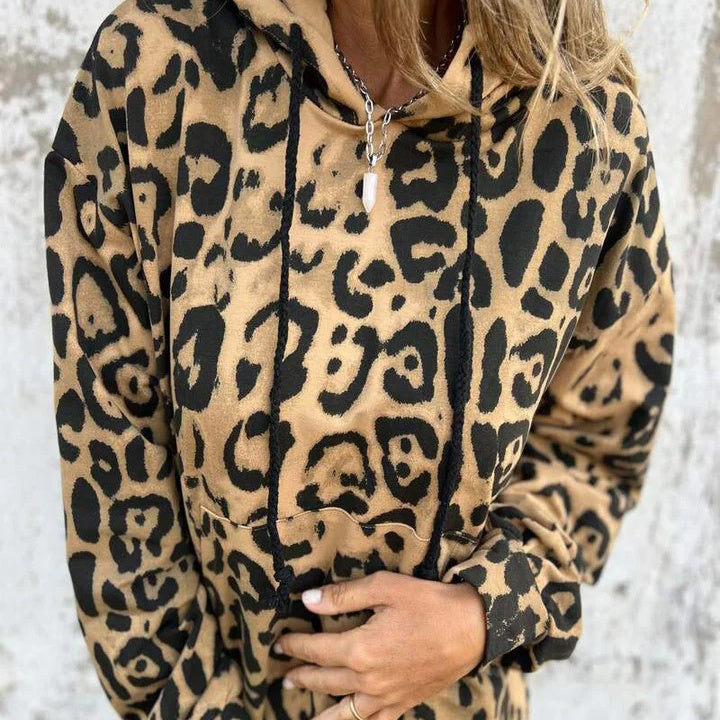 Leopard Print Hooded Sweatshirt