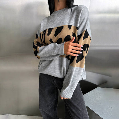 🎁😍Women's Trendy Leopard Patchwork Crew Neck Sweater💥Enjoy free shipping❗❗