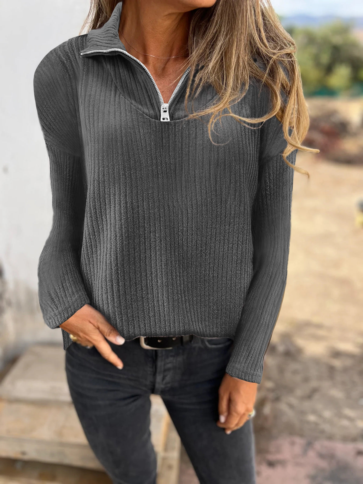 🎅Christmas Sale-50% OF❤️‍🔥Women’s Zip Long Sleeve Top