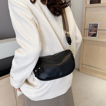 Retro PU Adjustable Wide-Strap Crossbody Bag