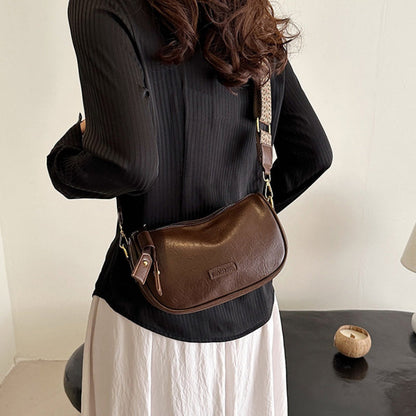 Retro PU Adjustable Wide-Strap Crossbody Bag