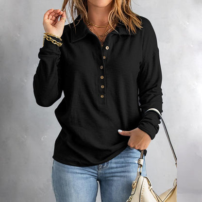 🍂Women's Casual Comfortable Button V-Neck Lapel Bottom Shirt🌿