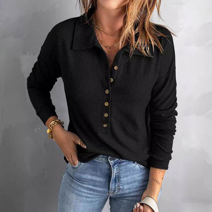 🍂Women's Casual Comfortable Button V-Neck Lapel Bottom Shirt🌿