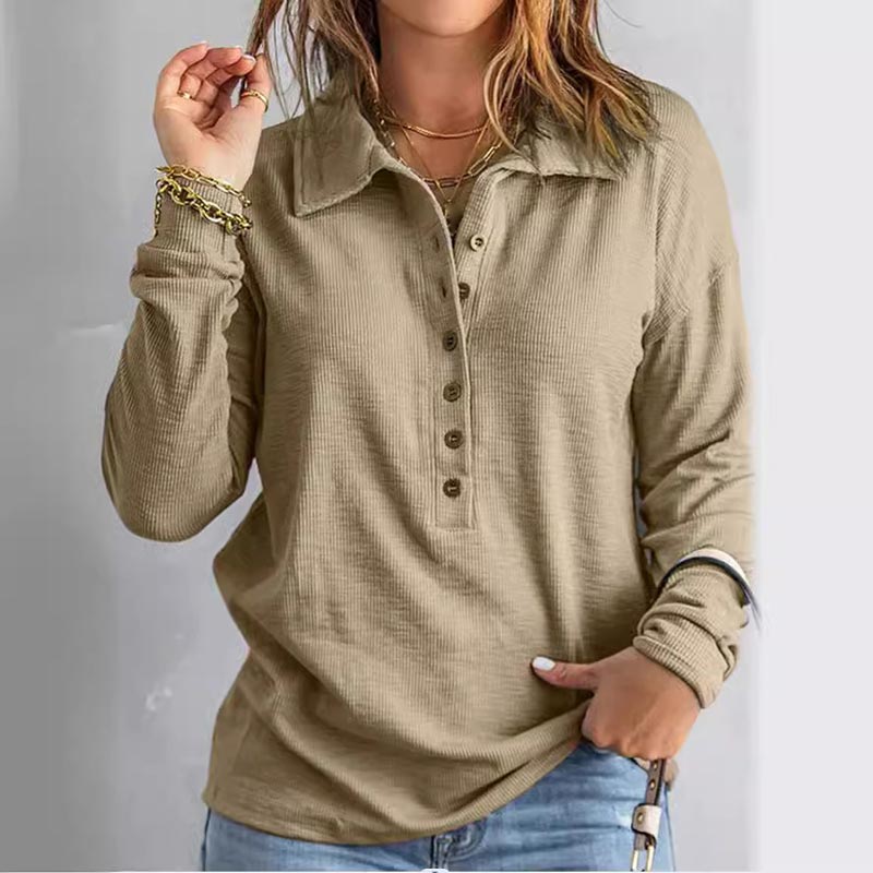 🍂Women's Casual Comfortable Button V-Neck Lapel Bottom Shirt🌿