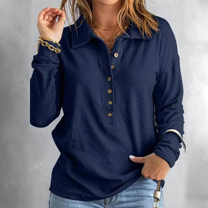 🍂Women's Casual Comfortable Button V-Neck Lapel Bottom Shirt🌿