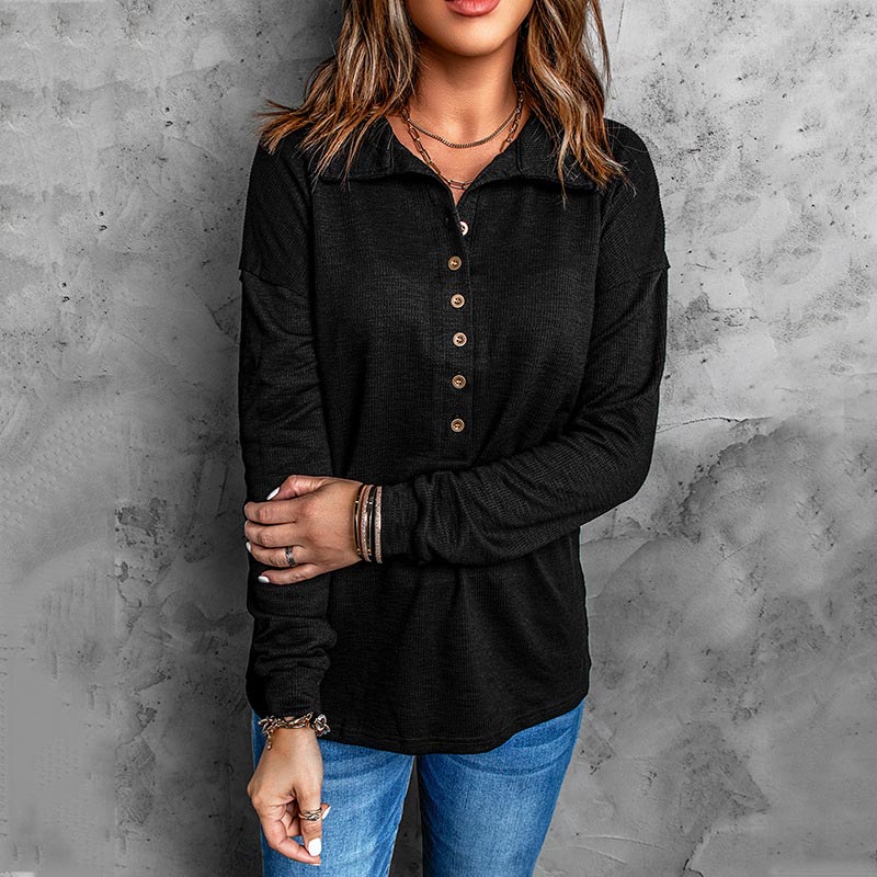 🍂Women's Casual Comfortable Button V-Neck Lapel Bottom Shirt🌿