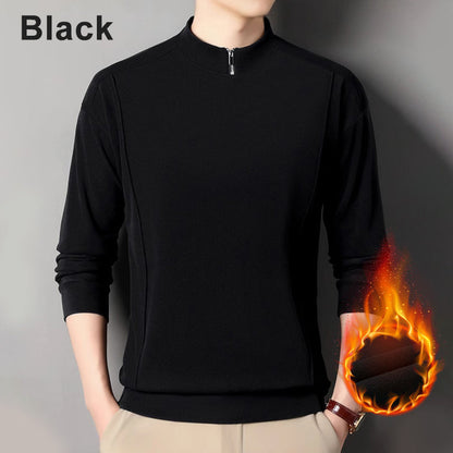 Men's Cozy Long - Sleeve Pullover with Zippered Collar