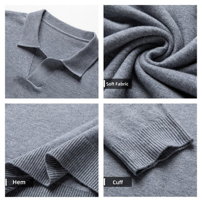 Men's Soft Pullover Sweater with Lapel Collar