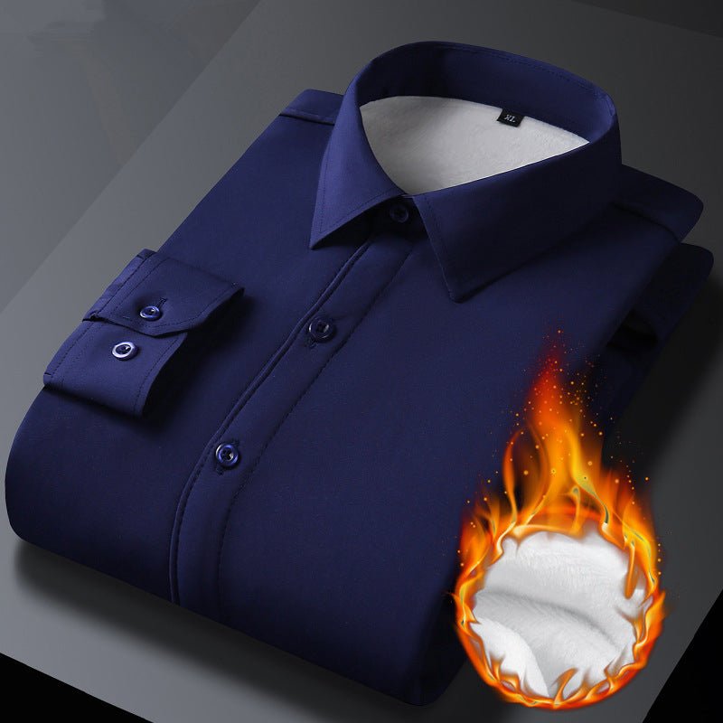 Fleece Stretch Business Shirt For Men