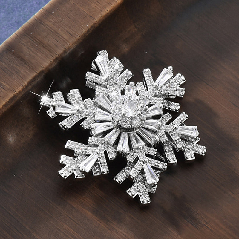 Luxury Rotating Snowflake Brooch