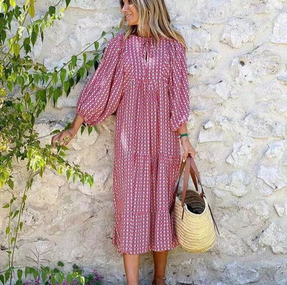 🌸🌸Big price reduction🌸Women's Elegant Puff Sleeve Floral Boho Maxi Dress