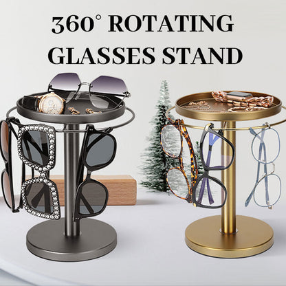 360° Rotating Sunglass Organizer with Tray for Desktop