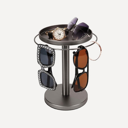 360° Rotating Sunglass Organizer with Tray for Desktop