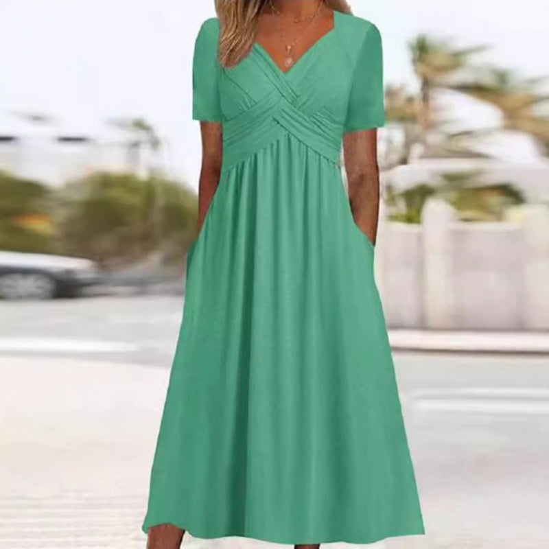 👗Women’s V-Neck Short Sleeve Long Dresses💙