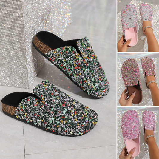 Women's Comfortable Casual Sequin Cork Slippers