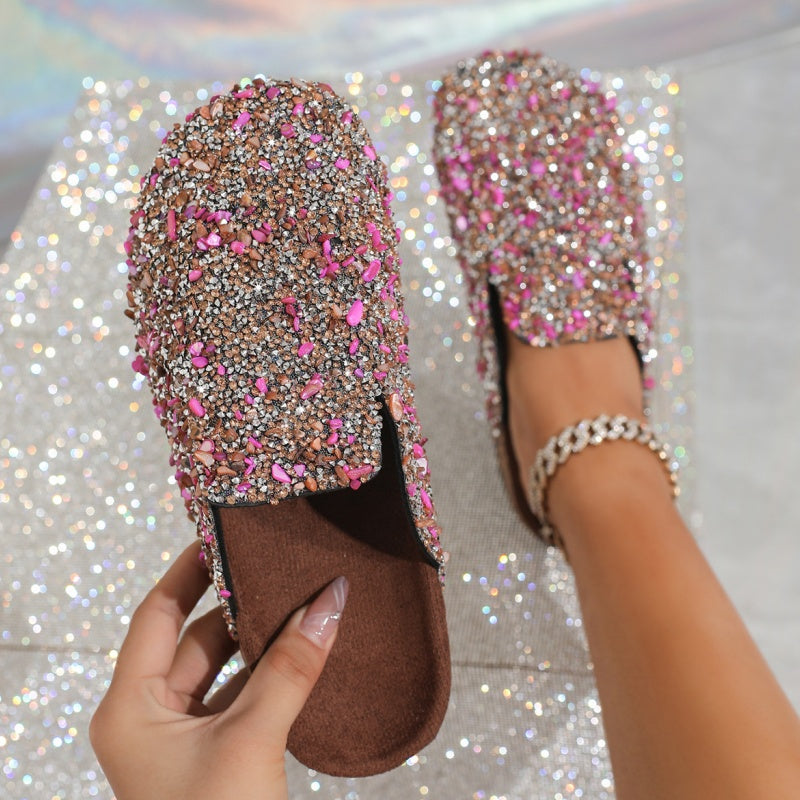 Women's Comfortable Casual Sequin Cork Slippers