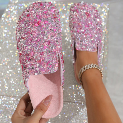 Women's Comfortable Casual Sequin Cork Slippers