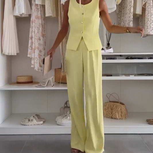 🌸Summer Hot Sale 49%OFF🌸Women's Sleeveless Top and Full-Length Pants Set💖FREE SHIPPING