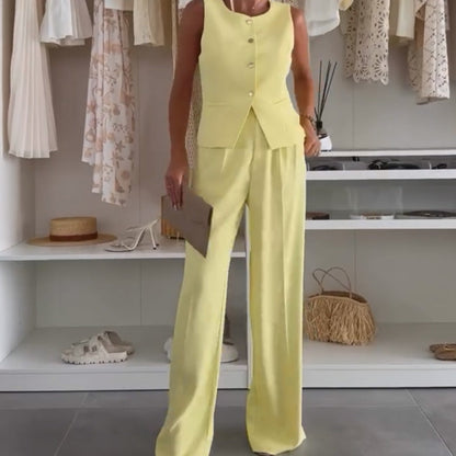 🌸Summer Hot Sale 49%OFF🌸Women's Sleeveless Top and Full-Length Pants Set💖FREE SHIPPING