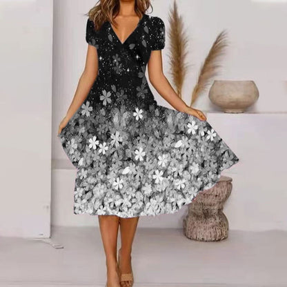🎁 Hot Sale 49% OFF 🔥Women's Flowy V-Neck Printed Dress