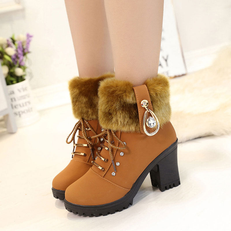 🍁Autumn/Winter Special Offer: 49% Off🍂Women's Plush Zipper Chunky Heel Ankle Boots
