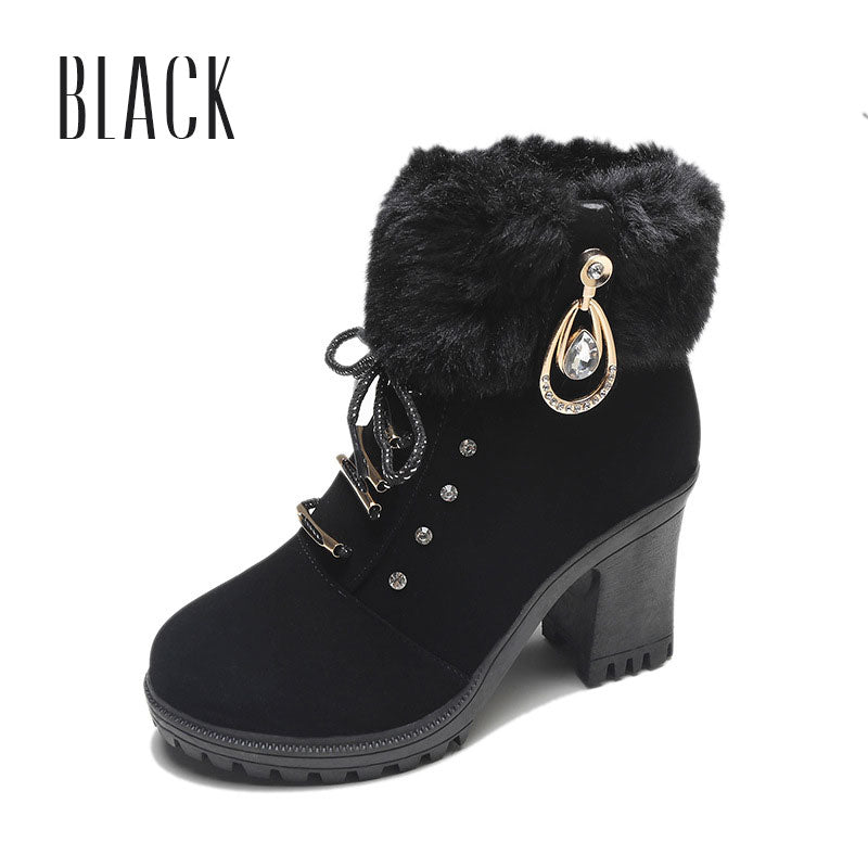 🍁Autumn/Winter Special Offer: 49% Off🍂Women's Plush Zipper Chunky Heel Ankle Boots