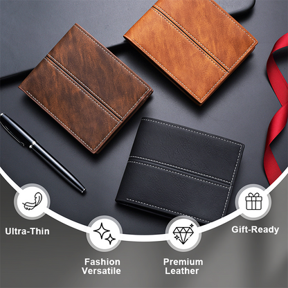 🔥2025 Hot Sale 🎁Men's Short Business Soft Faux Leather Ultra-Thin Wallet