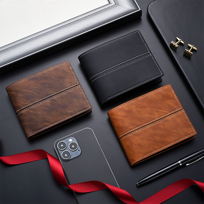 🔥2025 Hot Sale 🎁Men's Short Business Soft Faux Leather Ultra-Thin Wallet