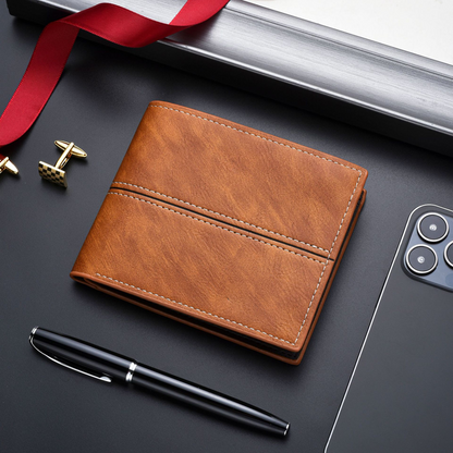 🔥2025 Hot Sale 🎁Men's Short Business Soft Faux Leather Ultra-Thin Wallet