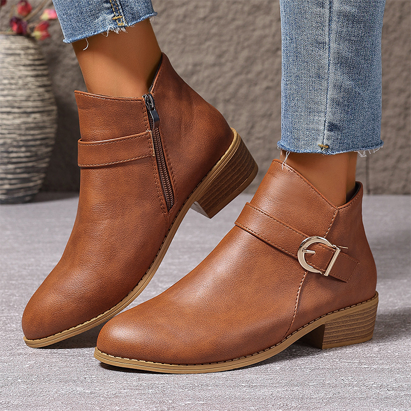Women's Comfortable Chunky Heel Ankle Boots