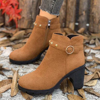 Women's Fashion Chunky Heel Ankle Boots