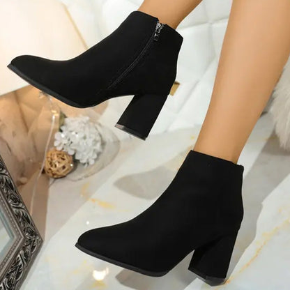Women's Pointed Toe Chunky Heel Ankle Boots
