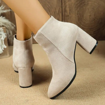 Women's Pointed Toe Chunky Heel Ankle Boots