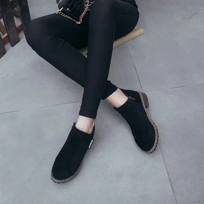 Women's Side Zipper Low Heel Ankle Boots
