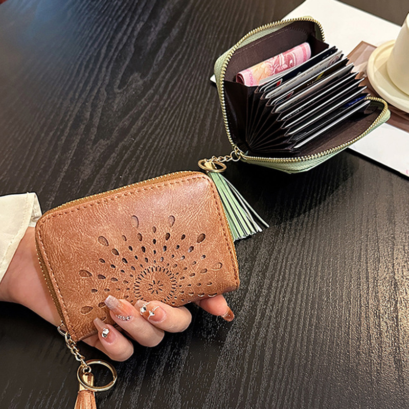 Women's Zipper Credit Card Wallet with Keychain