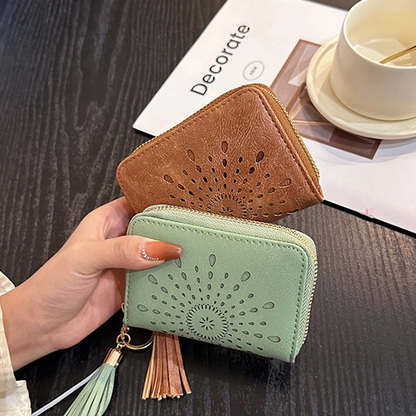 Women's Zipper Credit Card Wallet with Keychain