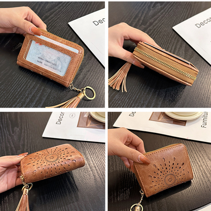 Women's Zipper Credit Card Wallet with Keychain