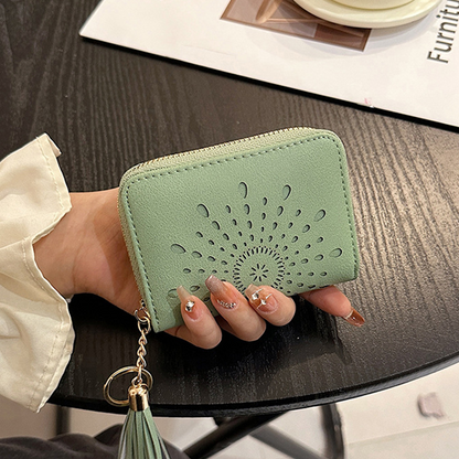 Women's Zipper Credit Card Wallet with Keychain