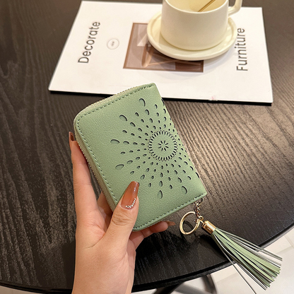 Women's Zipper Credit Card Wallet with Keychain