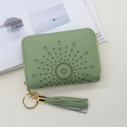 Women's Zipper Credit Card Wallet with Keychain