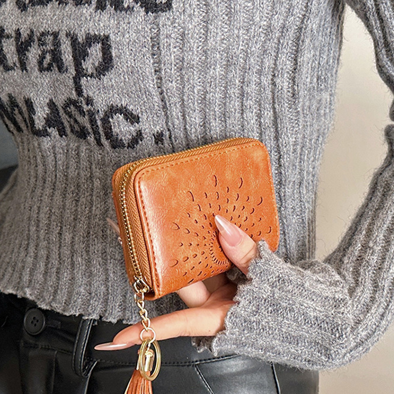 Women's Zipper Credit Card Wallet with Keychain