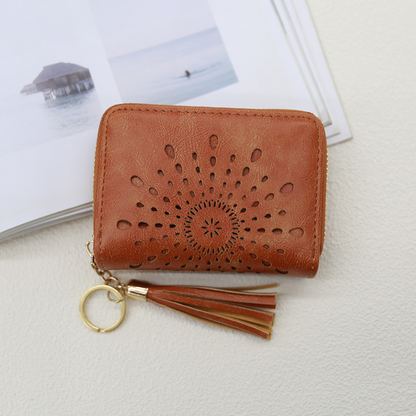 Women's Zipper Credit Card Wallet with Keychain