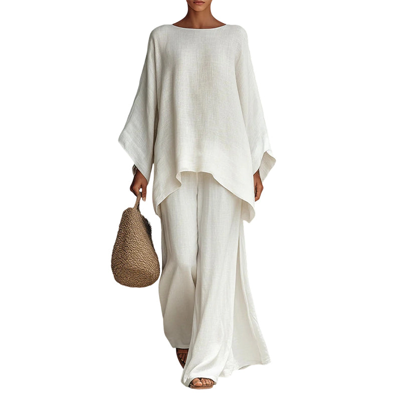 📢📢40% OFF !! ⏰Women's Loose Fit Long Sleeve Top & Wide Leg Pants Set