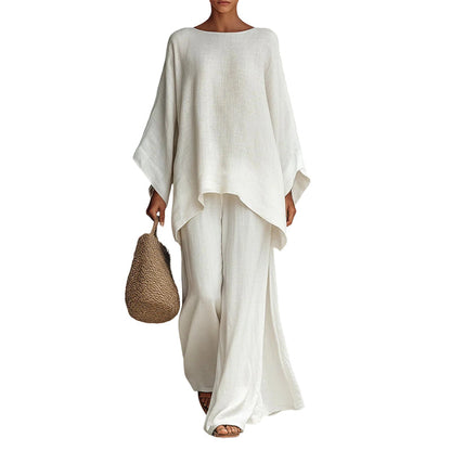📢📢40% OFF !! ⏰Women's Loose Fit Long Sleeve Top & Wide Leg Pants Set