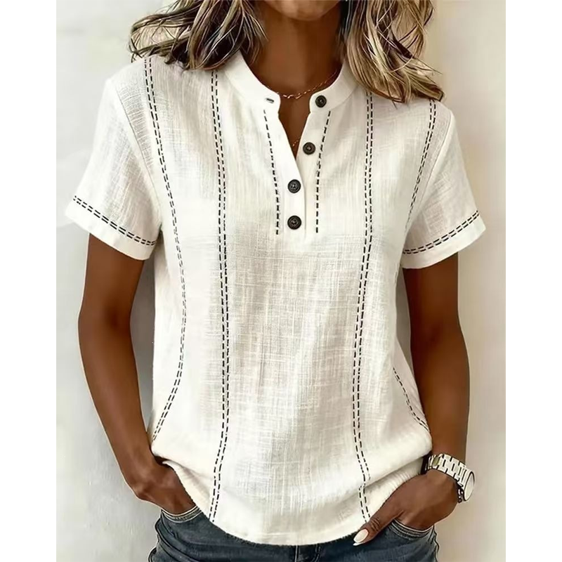 👚40% OFF NOW!🌿 Women's Casual Short Sleeve Top – Breathable, Relaxed Fit & Unique Stitch Detail ✨